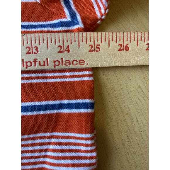 Y2K Mens XXL Striped Polo Orange Blue Coastal Preppy Academia College Golf 2XL - Picture 5 of 8